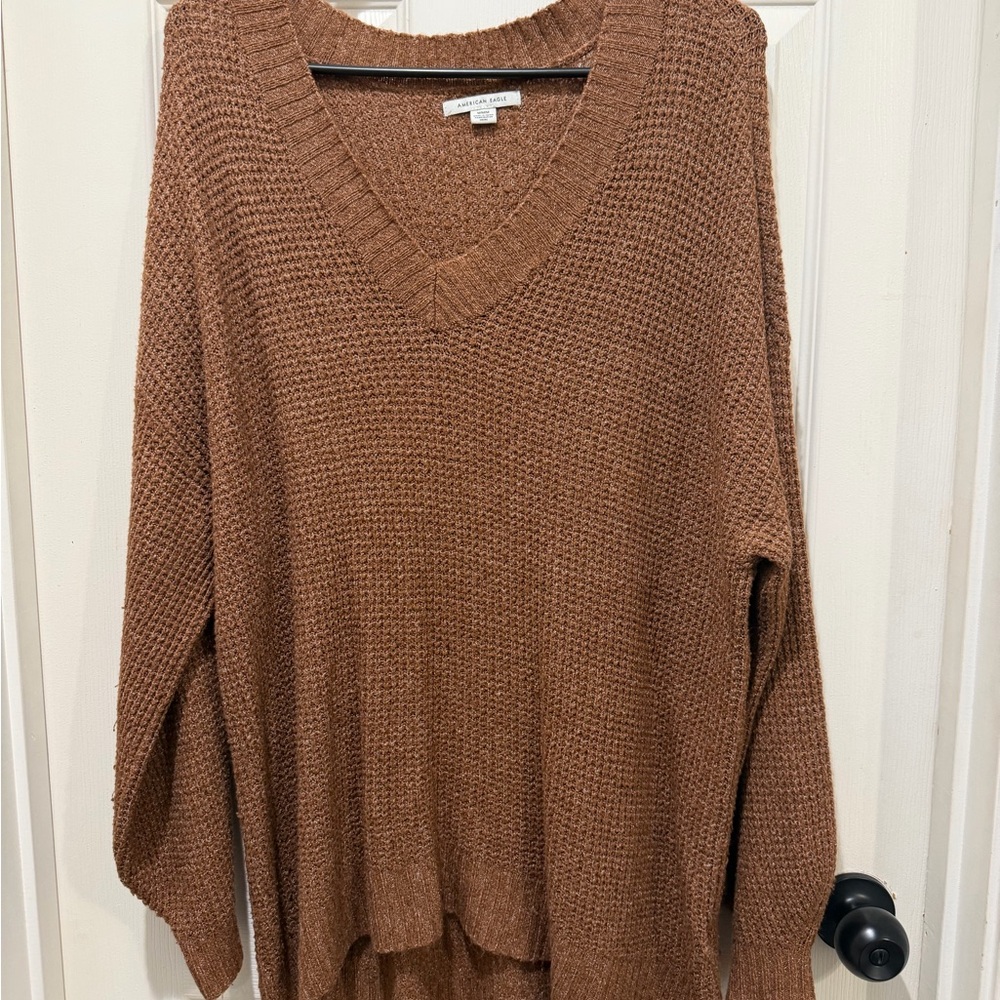American Eagle Outfitters Brown V-Neck Sweater